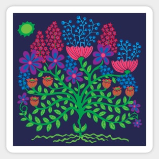 FLOWER BURST Retro Boho Floral Botanical in Bright Purple Pink Blue Green - UnBlink Studio by Jackie Tahara Sticker